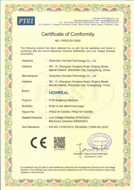 চীন Shenzhen Honreal Technology Co.,Ltd সার্টিফিকেশন